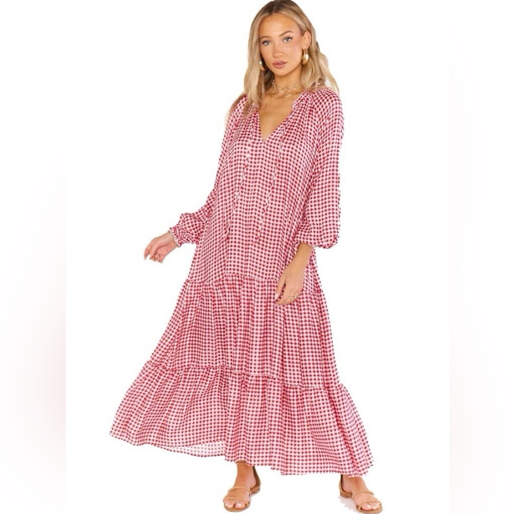 Show Me Your MuMu Red Gingham Maxi Dress